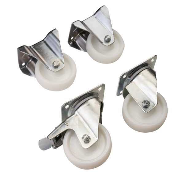 SET OF 4 NYLON WHEELS WITH GALVANIZED SUPPORT
