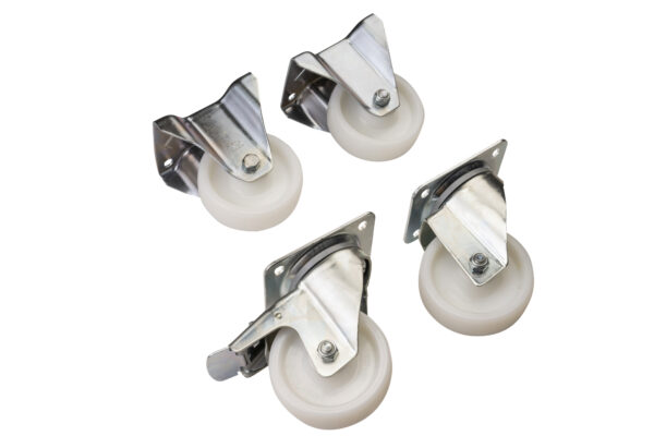 SET 4 RUOTE IN NYLON CON SUPPORTO ZINCATO