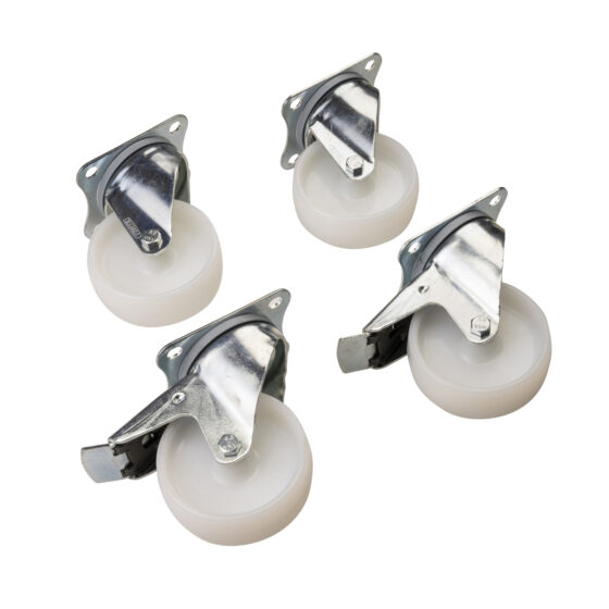 SET OF 4 NYLON WHEELS WITH GALVANIZED SUPPORT