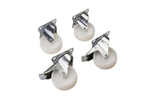 SET 4 RUOTE IN NYLON CON SUPPORTO ZINCATO