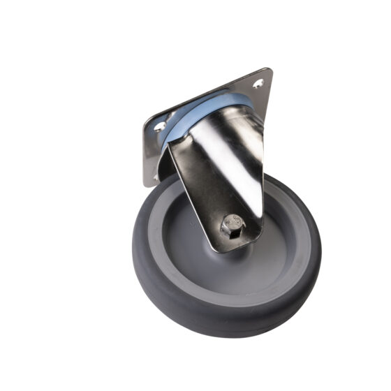 SWIVEL RUBBER WHEEL WITH STAINLESS STEEL SUPPORT