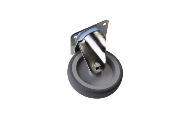 RUOTA GOMMATA GIREVOLE CON SUPPORTO IN ACCIAIO INOX