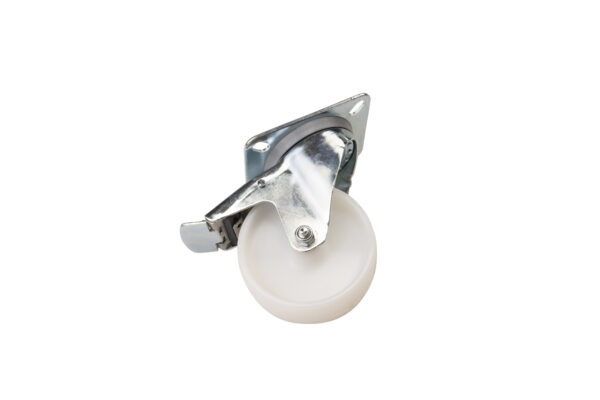 RUOTA IN NYLON GIREVOLE CON FRENO E SUPPORTO ZINCATO
